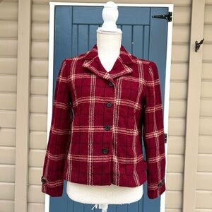 Lauren Ralph Lauren 100% Wool Jacket Plaid Button Zipper Lined Women’s Size 6P